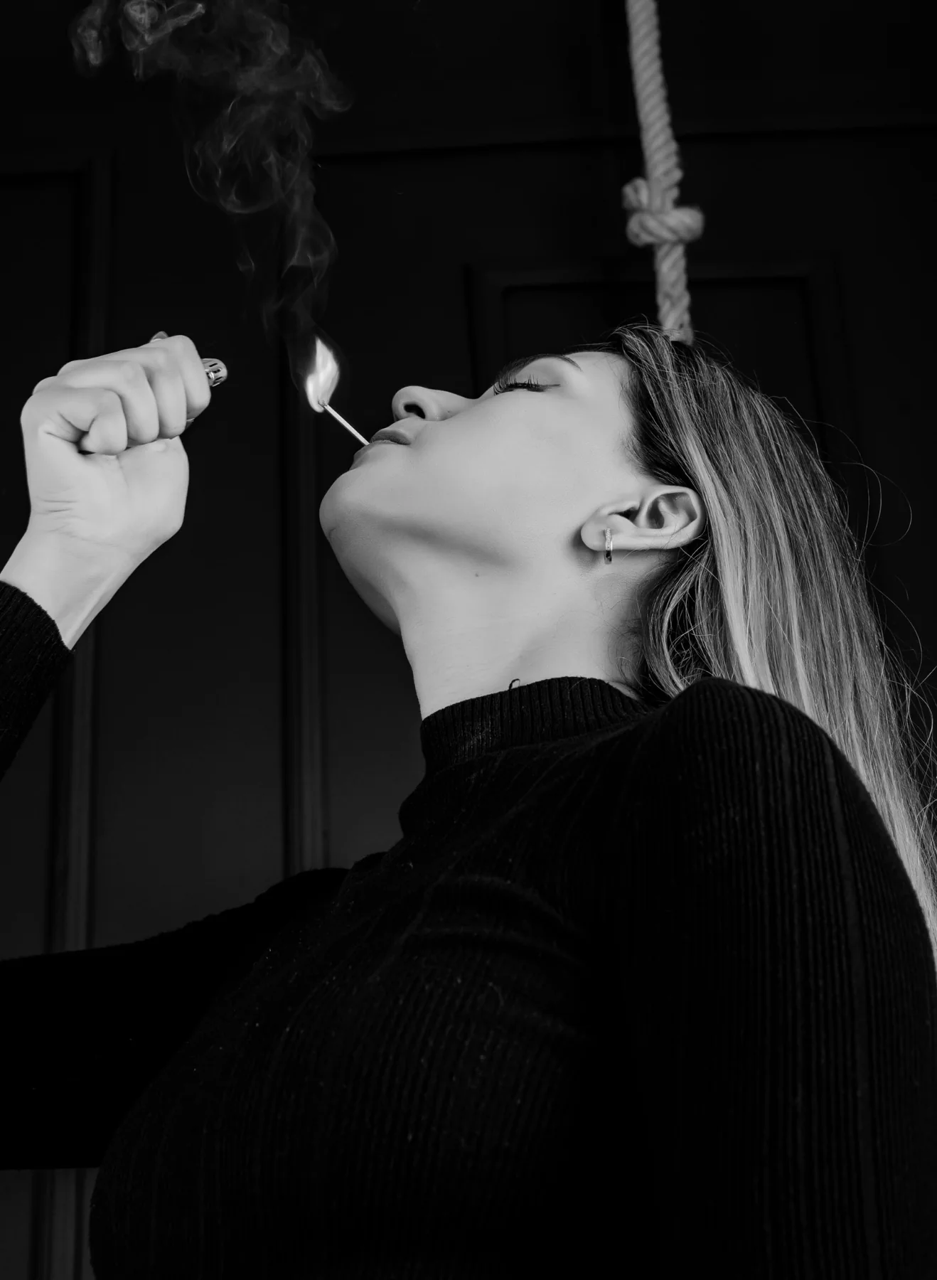 Black and white portrait photography
